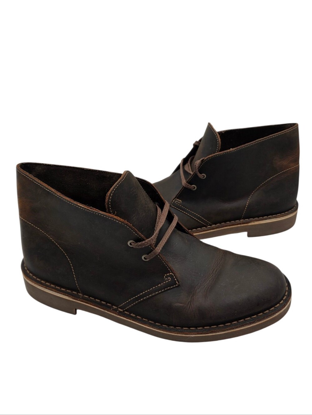 Clarks‎ Bushacre 2 Mens Beeswax Brown Leather Chukka Boots Size 10 M